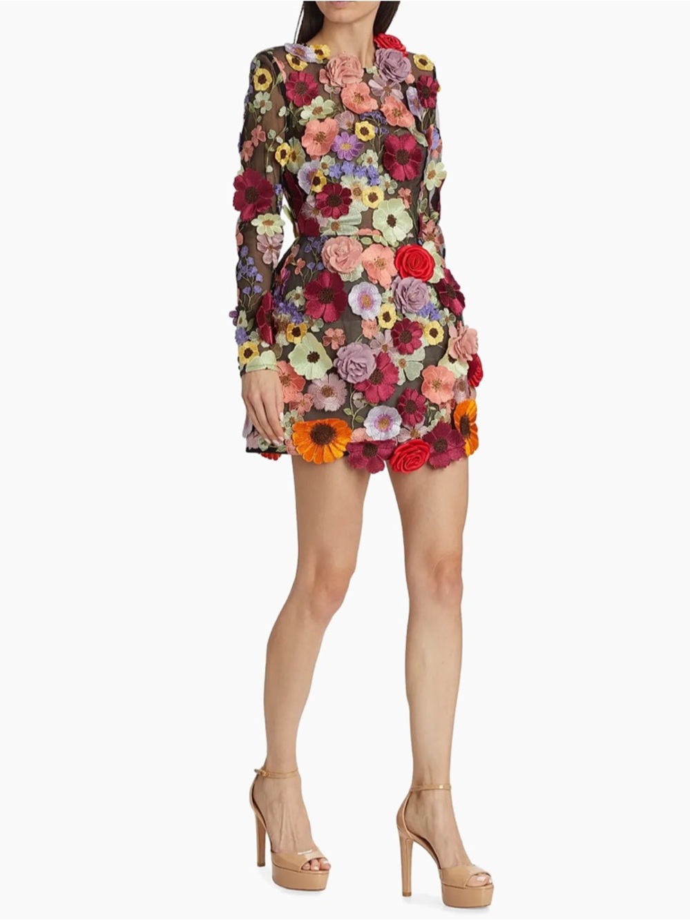 Bronx and Banco Maraya Bouquet Long-Sleeve Minidress Size XS NWT